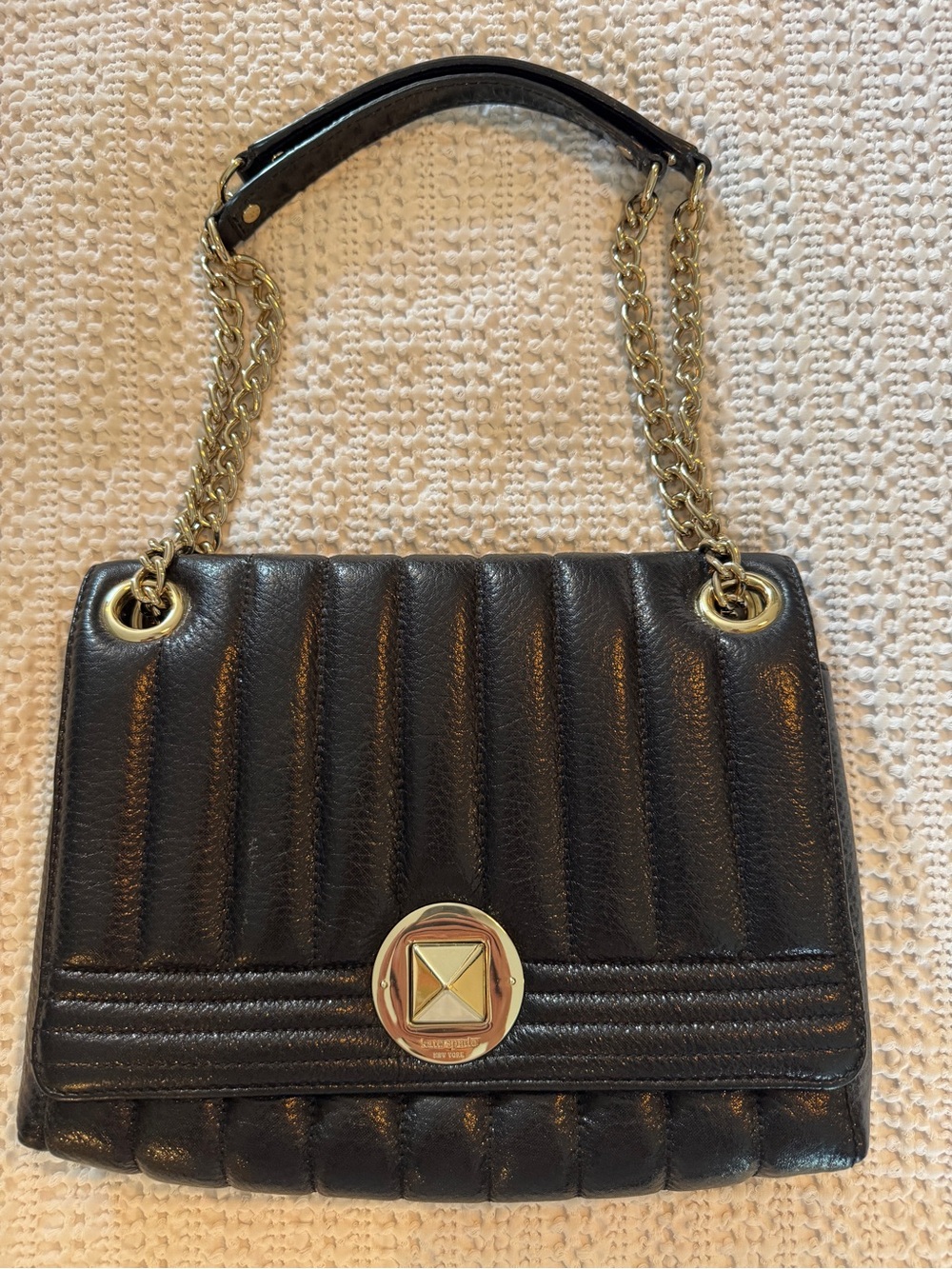 Kate Spade Black Quilted Leather Chain Shoulder Bag